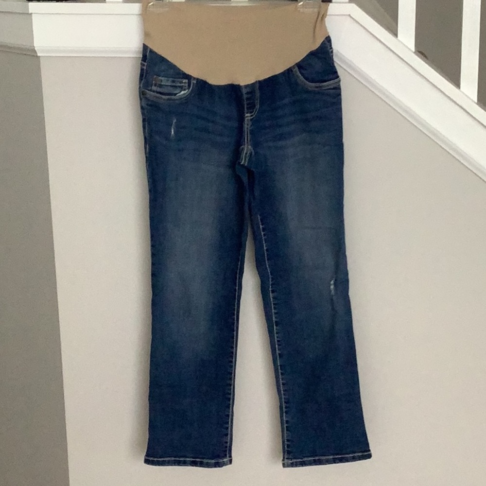 Indigo Blue Maternity Cropped Jeans
